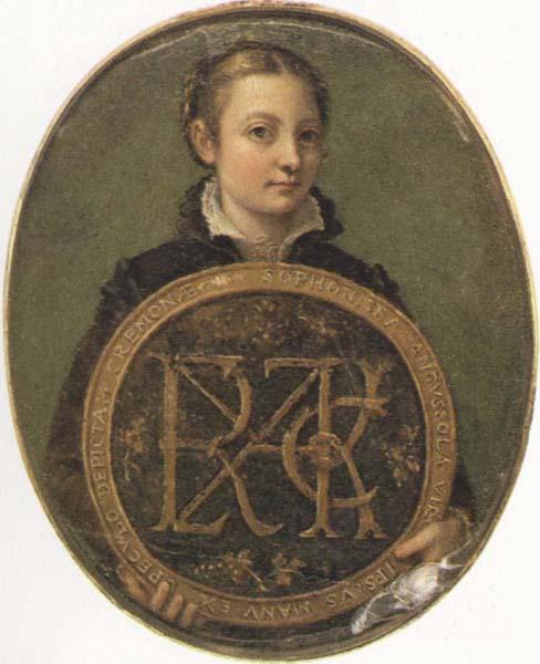 Sofonisba Anguissola Self-Portrait Holding a Medallion with the Letters of her Father s Name,